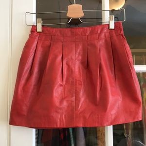 Zara Red Leather Mini Skirt